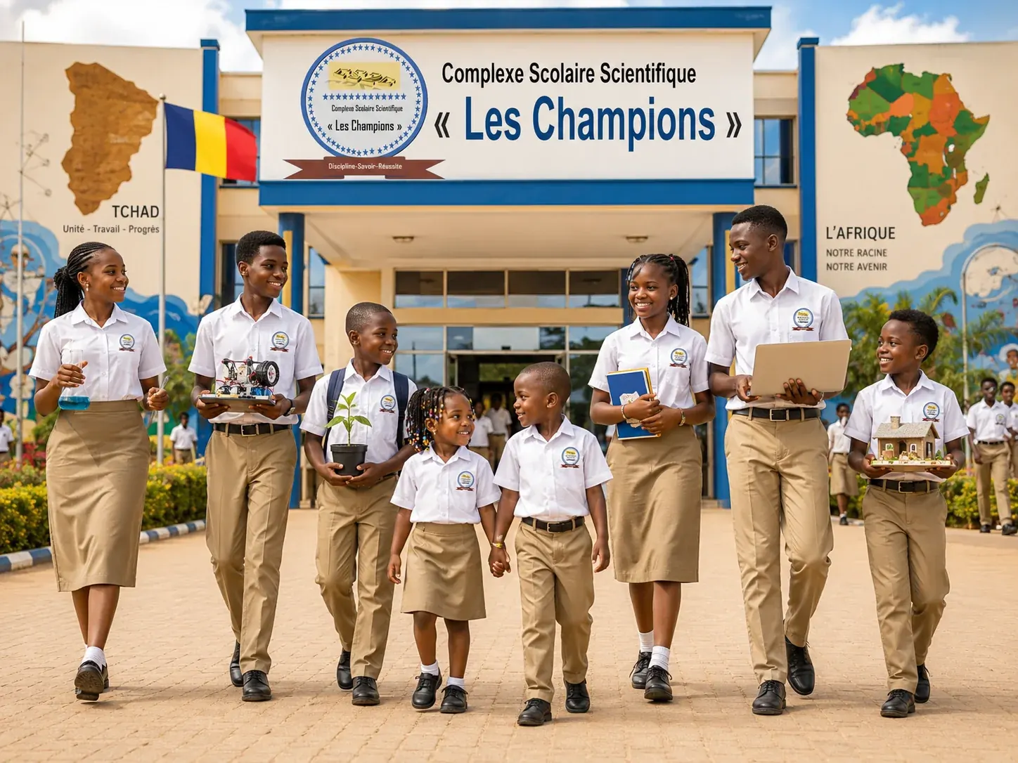 Élèves du complexe scolaire Les Champions
